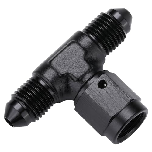 3AN Male Flare Tee T Fitting Adapter with AN3 Female Swivel On Side Aluminum Black - size: 3AN