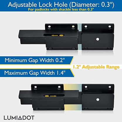 Flip Gate Latch Lock with Padlock Hole 2Pack, 3.5mm Heavy Duty Aluminum Alloy Adjustable Door Latch for Sliding Swing Open Gate, Outdoor, Wooden Fence, Barn, Shed, Garage, Yard - size: 2 Pack