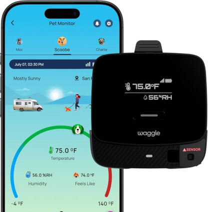 Waggle RV Pet Temperature Monitor - 4G Cellular, No WiFi Required - Real-Time App, SMS & Email Power Outage Alerts - Unlimited Notifications - Home, Car, RV & Vacation Safety - Subscription Required - style: Lite+ (Subscription Required)