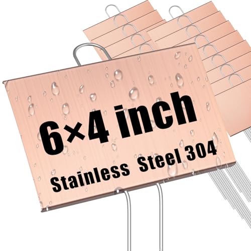 Landhoow 12 Pcs Large Garden Plant Markers Metal Plant Labels Sign 4'' x 6'' with 11'' Stake Weatherproof Waterproof Garden Sign for Outdoor Seedlings Herbs Vegetable Greenhouse, Rose Gold - color: Rose Gold, size: 4'' X 6'' with 11'' Stake