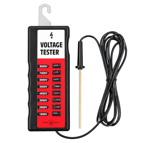 Electric Fence Voltage Tester, Portable Fence Tester, Neon Lights Farming Equipment Testing Tool Fault Finder Max 1000V-8000V - color: Red 8Kv