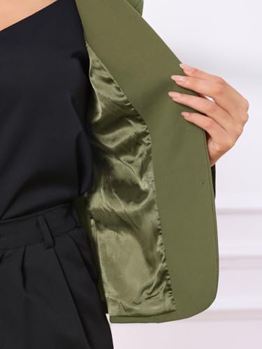 Allegra K Women's Work Office Blazer Stretch Lapel Collar Long Sleeve Jacket Suit Blazer - color: Army Green-1, size: X-Large