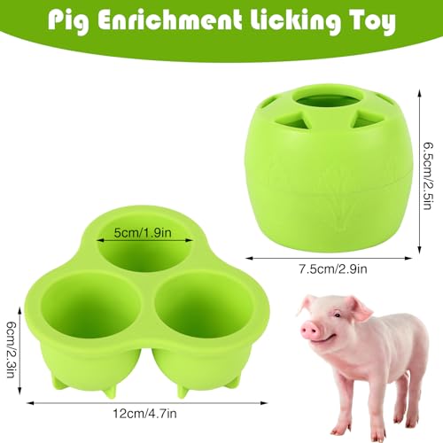 Pig Toys for Mini Pigs to Play with, Enrichment Toys for Pigs, Lick Ball Toy for Mini Pigs, Frozen Treat Molds & Slow Feeder Ball, DIY Freezable Rubber Lick Ball for Powder Slurry, Soft Food