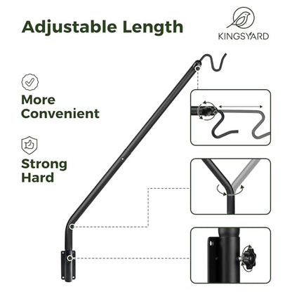 Kingsyard Heavy Duty Wall Mounted Deck Hook, 27"-39" Adjustable Metal Plant Wall Hanger for Hanging Bird Feeders, Planters, Lanterns, Wind Chimes, Wall Mounted - size: 27"-39" Wall Mounted