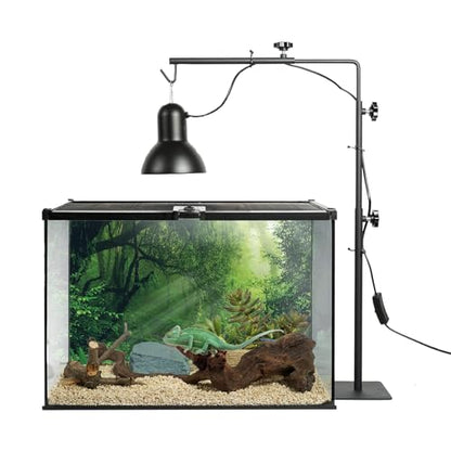 BETAZOOER Reptile Lamp Stand Adjustable 15-31 Inch Floor Light Holder Lamp Hanging Bracket Metal Support for Reptile Glass Terrarium Heating Light - size: Small (Pack of 1)