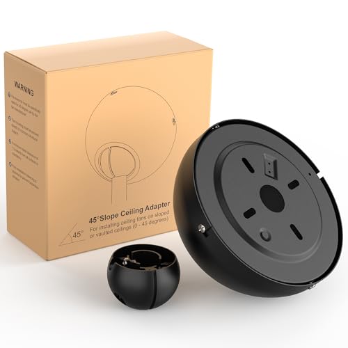 Universal Ceiling Fan Sloped Ceiling Adapter Canopy Kit for Angled Ceiling Up to 45 Degrees Compatible with Threaded and No Threaded Downrod (Black) - size: 3 INCH