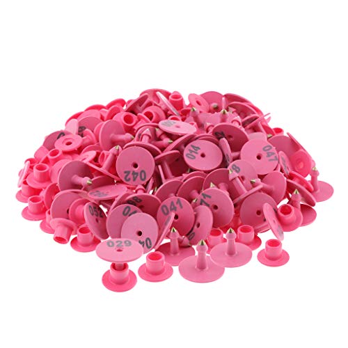 Baosity 100PCS Small Numbered Livestock Ear Tag for Pig, Pink