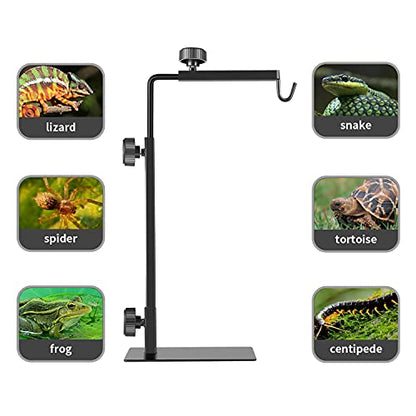 Reptile Lamp Stand, Adjustable 16-31 Inch Domes Heat Lamp Metal Bracket Floor Light Holder for Reptile Terrarium Lighting Heating Light and Dome lampshade, Large - size: Large (Pack of 1)