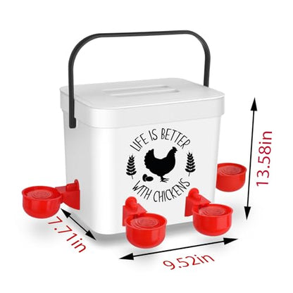 ‎Tgeyd Chicken Waterer - Chicken Water Feeder with 4 Water Cups - Automatic Chicken Waterer No Waste - Poultry Waterer with 2 Gallon for Chickens Ducks and Goose