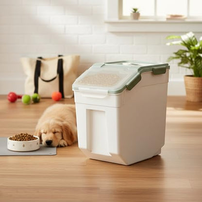 RUIAN 2Pcs Large Flour Storage Container Bin 50Lb Airtight Rice Storage Containers with Wheels Seal Locking Lid, BPA Free with Measuring Cup&Scoop for Flour, Rice, Grain 100LBS Total (Green) - color: Green2Pack 50Lb