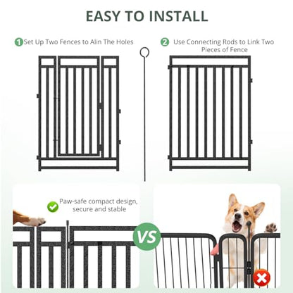 Dog Fence Outdoor Indoor, 40 Inch Height 48 Panels Dog Playpen for Large/Medium/Small Dogs Metal Dog Pen for Yard Camping and RV | Black-Silver,Patented - size: 40" height, style: 48 Panels