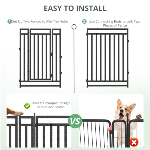 Dog Fence Outdoor Indoor, 40 Inch Height 24 Panels Dog Playpen for Large/Medium/Small Dogs Metal Dog Pen for Yard Camping and RV | Black-Silver,Patented - size: 40" height, style: 24 Panels