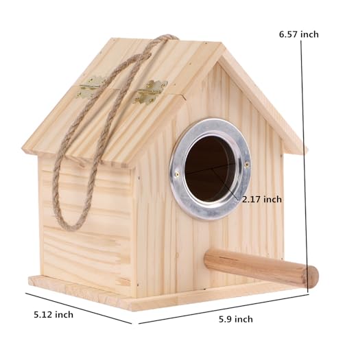 Parakeet Nesting Box Parrot Wooden House Bird Breeding Nest Warm Mating Box | With Stand Perch, Parrotlets Aviary Cage Budgie Mating Box for Lovebirds, Cockatiel, Budgie, and Small Birds - size: 5.9 x 5.12 x 6.57 inch