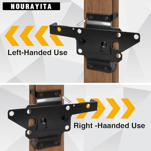 Heavy Duty Self Closing Gate Hinge and Latch Kit for Wooden/Vinyl Fence Gate Rust Proof Gate Hardware Kit 4 Adjustable Self Closing Hinges & 2 Post Mount Self Locking Gate Latch (Black)