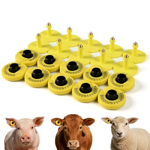 RFID Animal Ear Tag, ISO 11784/11785 Compliant Livestock Tracking Tag for Cattle, Pigs, Sheep, Goats, with 512-bit Memory, Heat Resistant up to 120°C (10PCS)