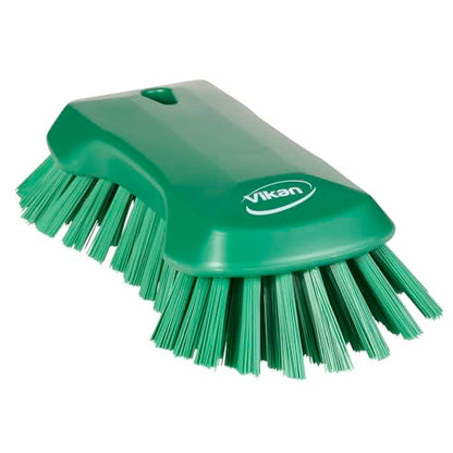 Vikan 38942 Extra Large Hand Brush, Multifunctional, Slip-Resistant Cleaning Tool, Extra Stiff Polypropylene & Polyester Bristle, 9.1", Green - color: Green