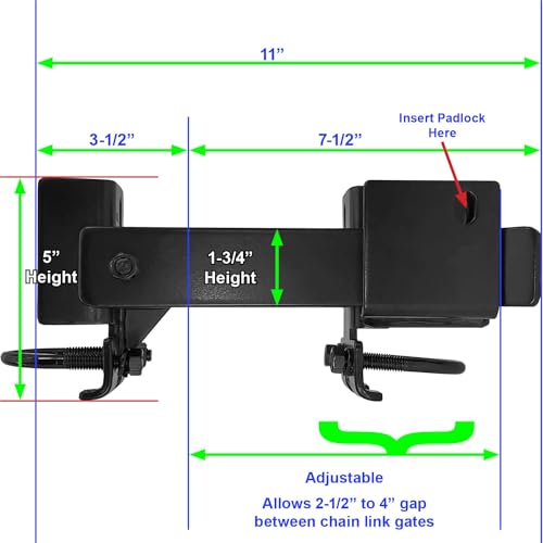 Black Chain Link Commercial Strong Arm Double Gate Latch - Latches Two Gates Together Without The Need of a Drop Rod - Chain Link Double Gate Latch for 1-5/8" Thru 2" Gate Frames - size: Black Commercial - Each