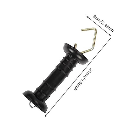 10 Pcs Plastic Electric Fence Gate Handle Insulators, Gate Handle with Spring Handle Heavy Duty Electric Fence Gate Handle Spring Gate Handles for Electric Fence, Black