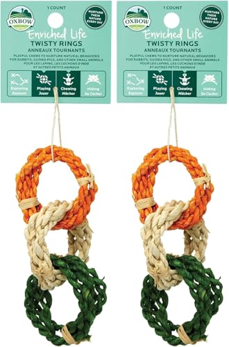 Oxbow Enriched Life Twisty Rings, Rabbit Toys, Guinea Pig Toys, Enrichment for Bunny, Guinea Pig, Hamster, Rabbit, Chinchilla, Rat, Chinchilla Cage Accessories, Small Pet Accessories for Cage - size: 1 Count (Pack of 2)