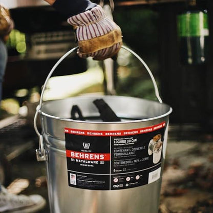 Behrens 6 Gallon Galvanized Steel Storage Can or Waste Bin w/Locking Lid & Handle (2 can, 2 Camo Grip) - size: 2 Buckets, style: 2 Camo Grips