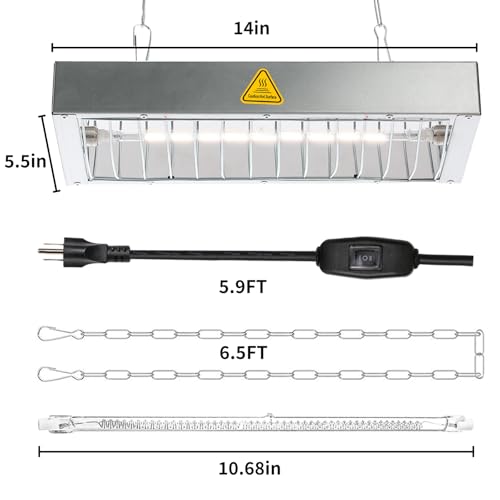 600W Chicken Coop Heater Bulb, Replacement Bulb Accessories for Chicken Heat Lamp, Brooder Heater Tubes for Chicks, Poultry, Pets, 2 Pack - color: Bulb 600W - 2 Pack