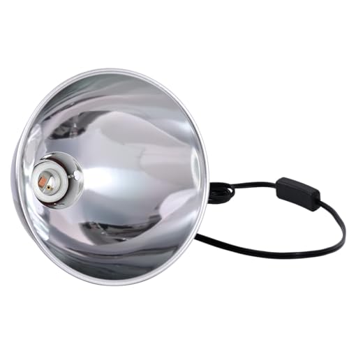 Reptile Light Fixture 8.5 Inch Deep Dome Lampshade, Reptile Heat Lamp Fixture with Separate Switches Fit for UVB Bulb Basking Heat Bulb for Reptile Glass Terrariums - size: 8.5