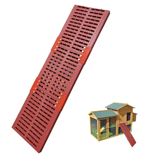 Chicken Coop Ramp for Hens, Non-Slip Heavy-Duty Chicken Ladder with Cleats, Waterproof Chicken Ramp for Chicken Coop, Easy Climb Duck Ramps for Outdoor Henhouse(Narrow-Red) - color: Red-narrow