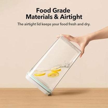 Dog Food Storage Container, 4L/4.2 Qt Airtight Pet Canister with One-Touch Lid, 130ml Scoop, BPA-Free Stackable Clear Kibble Holder for Kibble, Cat Food and Treats - size: 4Qt