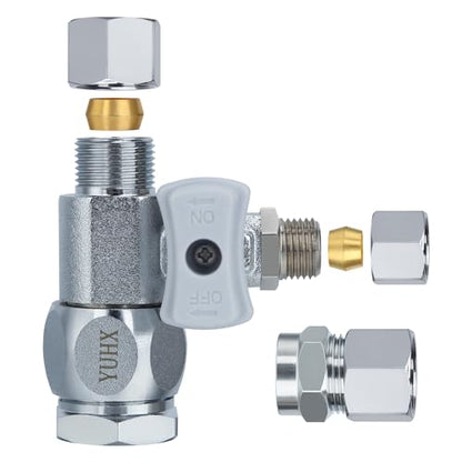 YUHX Feed Water Adapter 3/8" x 1/4" or 3/8" Add-A-Tee, 1/2 x 1/4 or 3/8 Water Line splitter fitting,1/4 or 3/8 Inch Compression Outlet Connection - style: Compression Connect