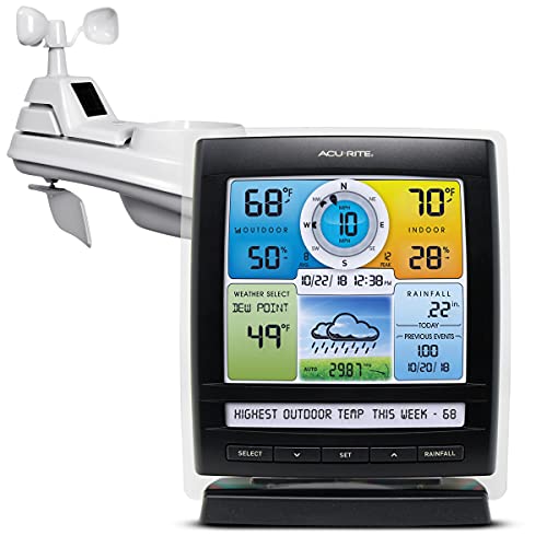 AcuRite Iris (5-in-1) Indoor/Outdoor Wireless Weather Station for Indoor and Outdoor Temperature and Humidity, Wind Speed and Direction, and Rainfall with Digital Display (01512M) - color: Color Screen