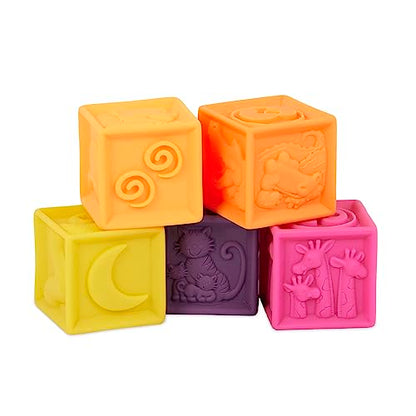 B. toys – Baby Blocks – Stacking & Building Toys for Babies – 10 Soft & Educational Blocks – Numbers, Shapes, Colors, Animals – One Two Squeeze – 6+ Months - style: Blocks