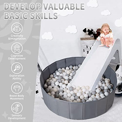 Ball Pit for Toddlers Babies Dogs Cats Iinfant Children, Foldable Ball Pits Play Tent, Crawl Playpen Ball Pool with Storage Bag, Surprise for Boys Girls Festival (Balls Not Included), Gray