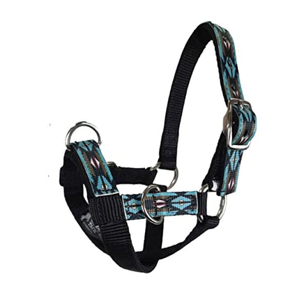 Tahoe Tack Nylon Overlay Sheep and Goat Training Halter with Padded Noseband - 6 Month Warranty - color: Blue Aztec, size: Medium Sheep/Goat