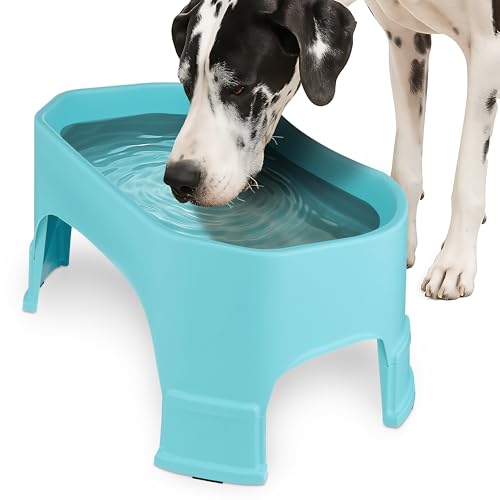 Neater Pet Brands Extra Large Water Bowl for Dogs, Elevated Outdoor Dog Water Bowl (2.25 Gallon XL Capacity), Big Trough Style Food Dish for Indoors or Outside, No Spill Large Dog Bowls, Aquamarine - color: Aquamarine, size: 2.25 Gallons