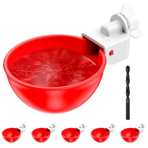 ZenxyHoC Chicken Waterer Cups, 6 Pack Automatic DIY Chicken Water Bowl with 3/8'' Hole Saw for Bucket, Trough - Poultry Drinking Valve, Easy Install - size: 6 Pack