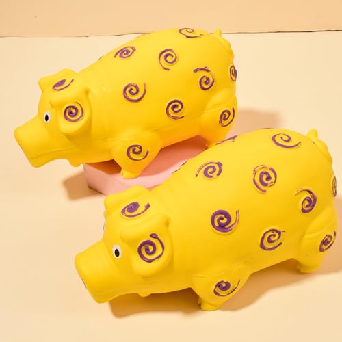 Indestructible Dog Toy, Pig Dog Toys with a Oinks Sound Squeaker, Interactive Rubber Pig Dog Chew Toy, Tough Dogs Toys with Natural Latex, Puppy Chew Toys for Teething, Dog Toys for Aggressive Chewers