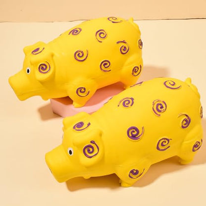 Indestructible Dog Toy, Pig Dog Toys with a Oinks Sound Squeaker, Interactive Rubber Pig Dog Chew Toy, Tough Dogs Toys with Natural Latex, Puppy Chew Toys for Teething, Dog Toys for Aggressive Chewers