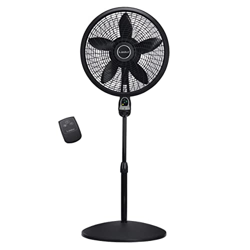 Lasko Oscillating Cyclone Pedestal Fan with Remote Control - Cooling Standing Fan for Bedroom, Living Room, and Home Office - Adjustable Height - 3 Quiet Speeds - 1843 - 18" Blade Diameter - Black