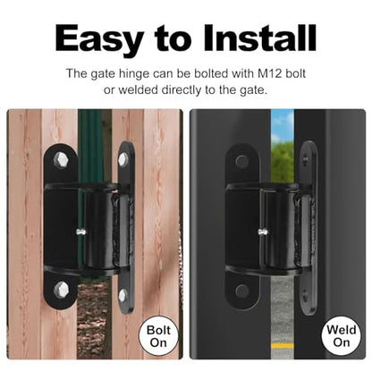 7" 2062P Heavy Duty Gate Hinges 1100lb Capacity - Bolt On/Weld On Carbon Steel Hinges for Driveway Gates, Fence & Barn Doors - Ball Bearing Design, Rust-Black Resistant Finish （2pcs）