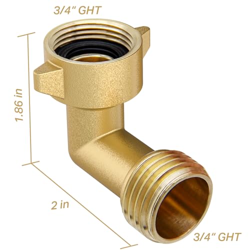 Twinkle Star 90 Degree Garden Hose Elbow, 2 Pack | 3/4" RV 90 Degree Water Hose Elbow with 2 O-rings - color: 90° Hose Elbow
