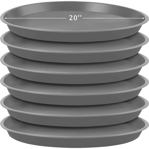 Eccliy 6 Pack Plastic Plant Saucer Heavy Duty Planter Saucers Large Plant Pot Saucers Plastic Water Trays for Indoors and Outdoors Flower Plant Plant Drip (Gray,20 Inch) - color: Gray, size: 20 Inch