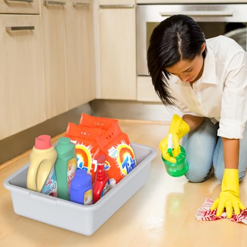 13 L Commercial Bus Tub, 3 Pack Plastic Utility Bus Box Dishpan, Light Gray - size: 13 L