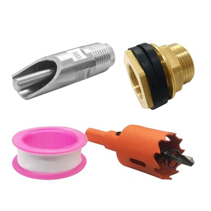 5 Sets Automatic Stainless Steel Pig Nipple Drinkers Kit with Brass Water Tank Connectors and Hole Openers for Pigs Swine Piglets