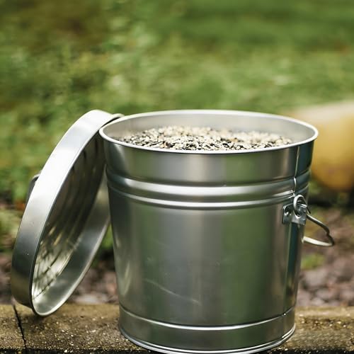6 Gallon Galvanized Steel Storage Can with Locking Lid Rodent Proof Weather Resistant Metal Container for Pet Food Bird Seed Charcoal