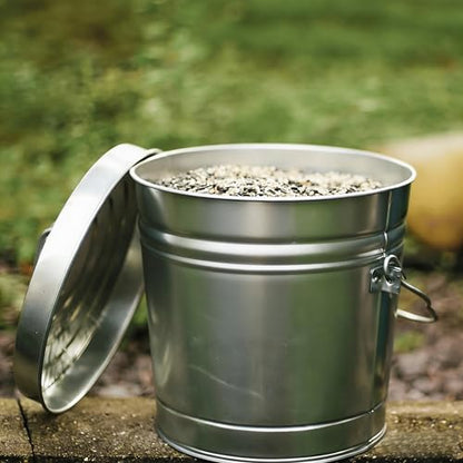 6 Gallon Galvanized Steel Storage Can with Locking Lid Rodent Proof Weather Resistant Metal Container for Pet Food Bird Seed Charcoal