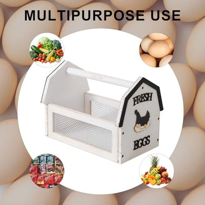 ZSHLXM Wood Farmhouse Egg Collecting Basket - Gather Fresh Eggs from Chicken Countertop (Large) - color: White, size: Large
