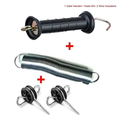 Electric Fence Gate Kit+ Handle Set Spring +Tension 2 Corner Ends 1 Black for Farm Garden Accessories