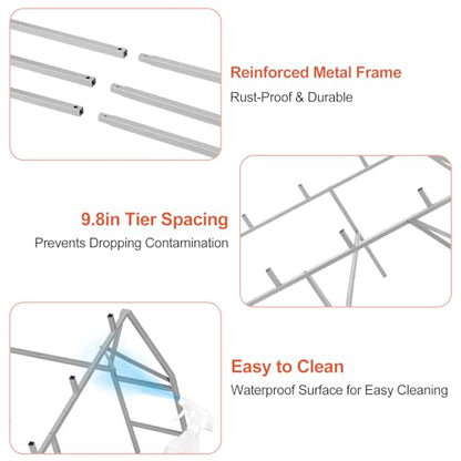 Chicken Roosting Bars for Chickens in Coop with 20 Ties DIY Chicken Perch for Coop Customizable with Your Own Wood, Large Metal Roosting Ladder Perch for 6-10 Chickens, Chick Toys Jungle Gym