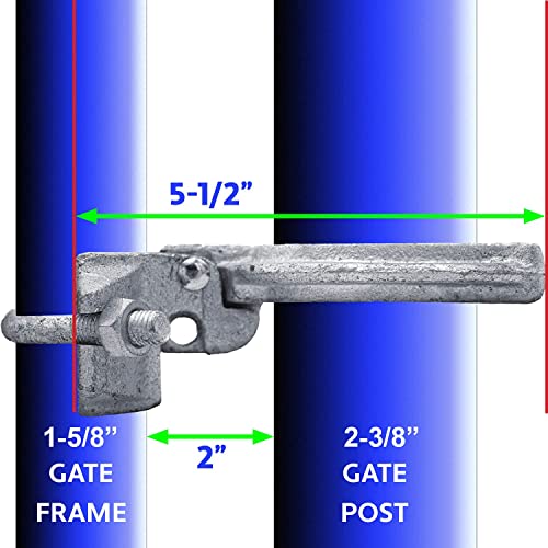 1-5/8" x 2-3/8" (2-1/2") Chain Link Fence Gate Fork Latch - Commercial Heavy Duty - Malleable - Galvanized Gate Latch with Hole for Padlock - size: 1-5/8" x 2-3/8" (2-1/2")