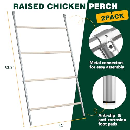 Chicken Perch for Coop Roosting Bars Farm Chicken Toys Roost Ladder for Backyard Poultry 2 Pack (58.2" L x 32" W) - color: 2 Pack